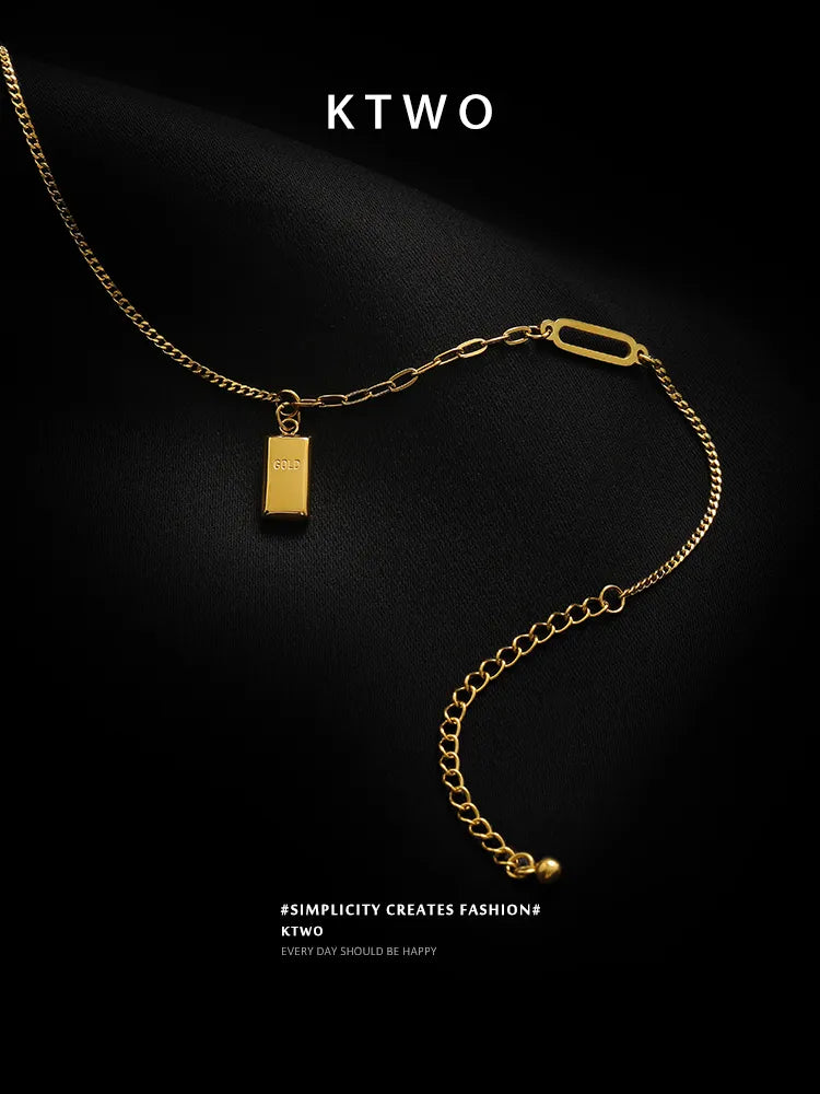 The Lucky Gold Bar Link Anklet | Minimalist Geometric