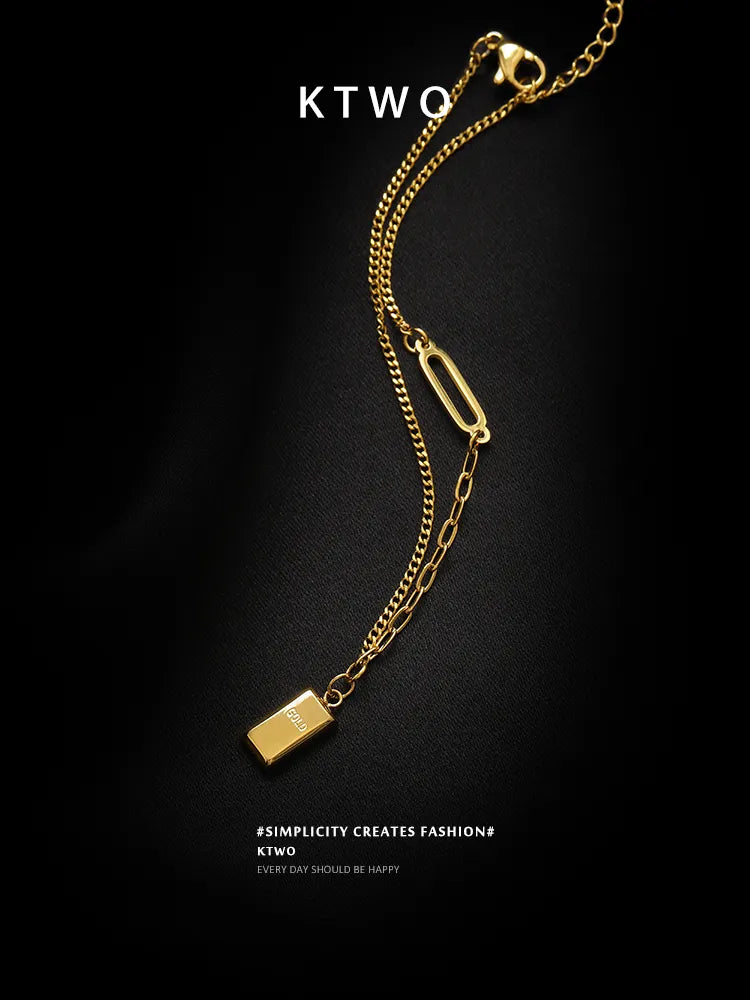 The Lucky Gold Bar Link Anklet | Minimalist Geometric
