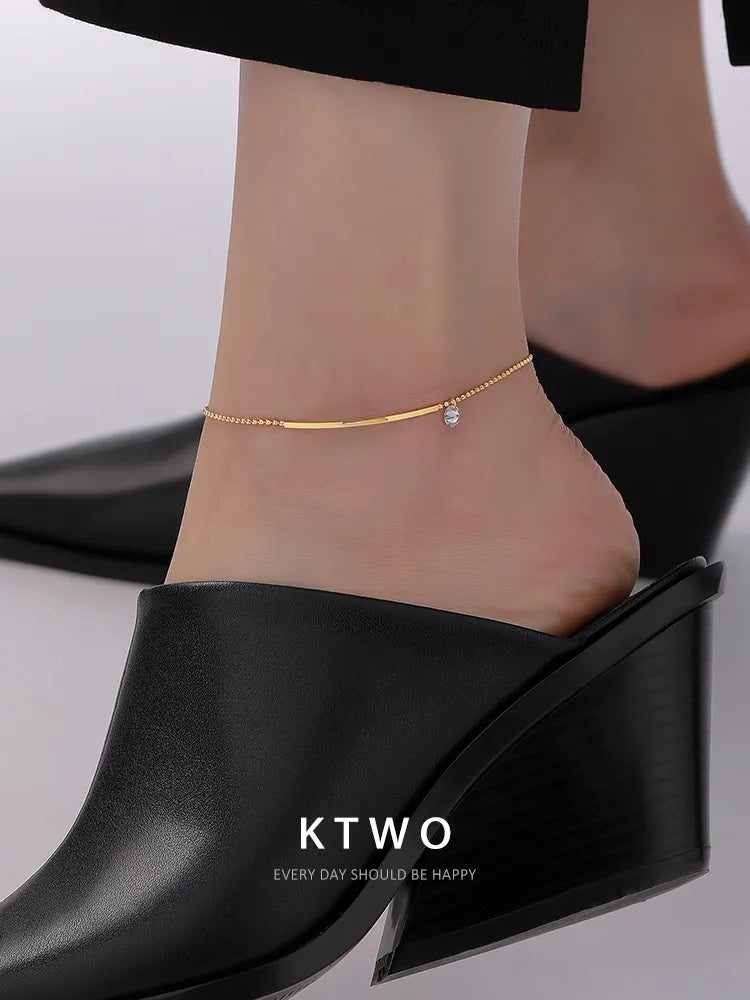 The Curved Bar Snake Anklet | Minimalist Crystal
