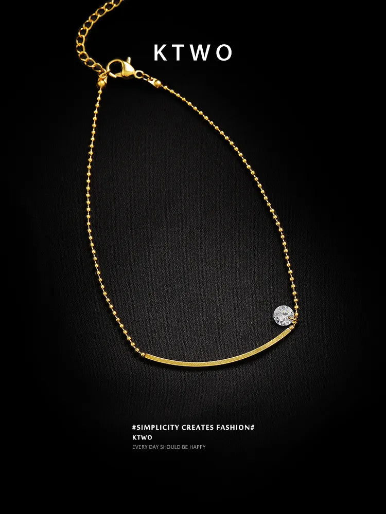 The Curved Bar Snake Anklet | Minimalist Crystal