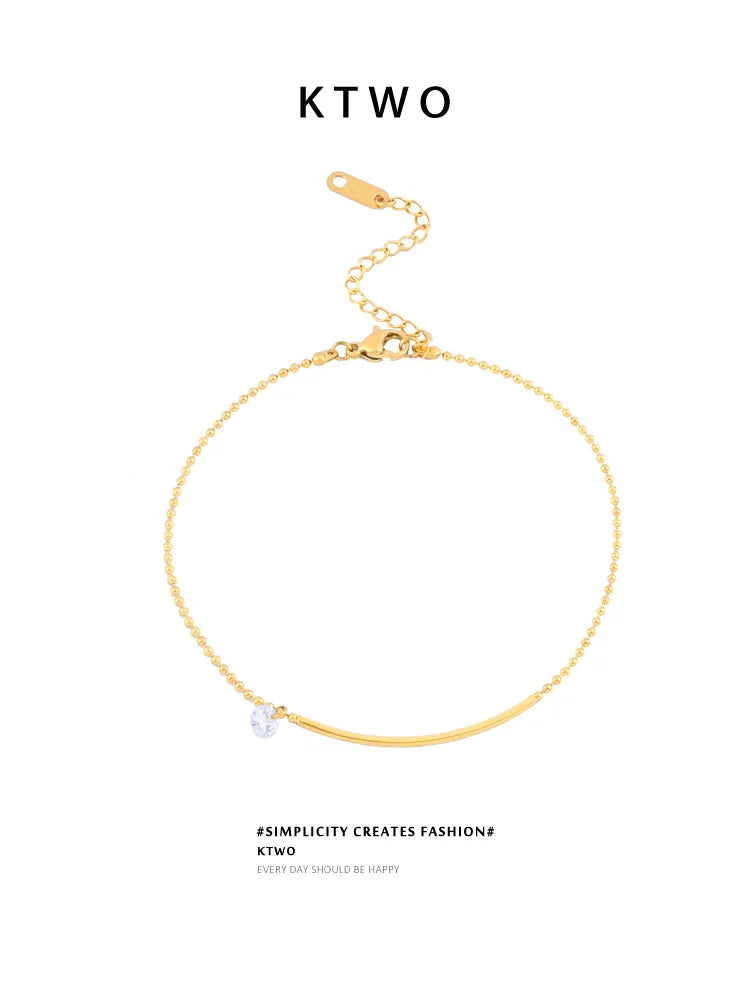 The Curved Bar Snake Anklet | Minimalist Crystal