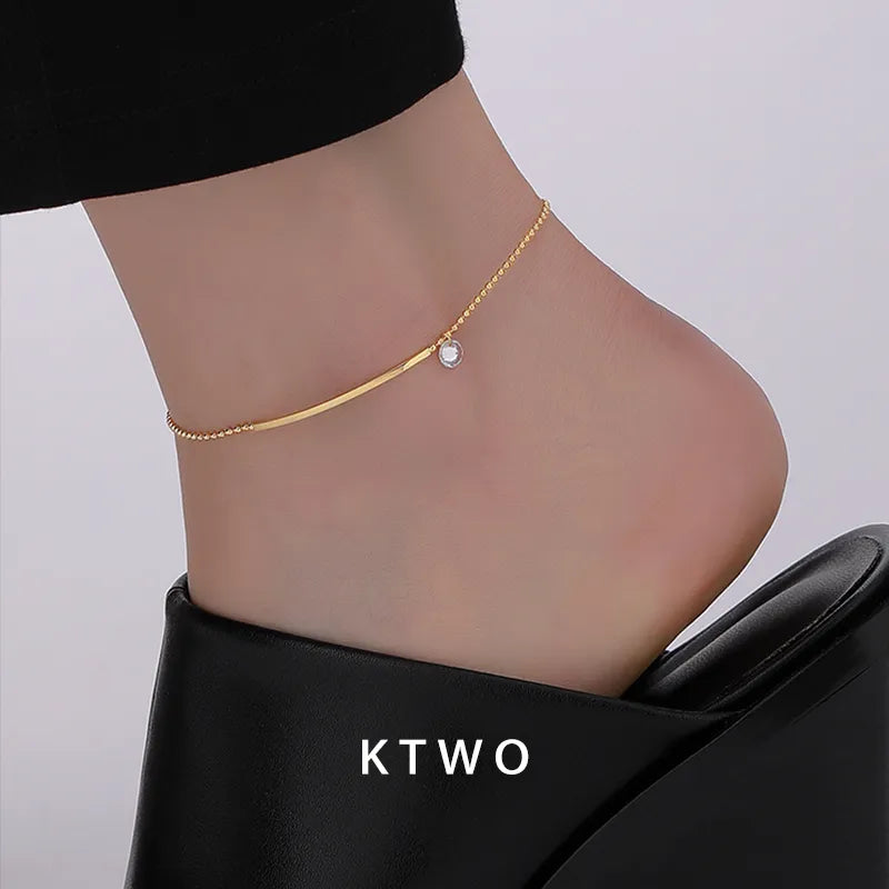 The Curved Bar Snake Anklet | Minimalist Crystal