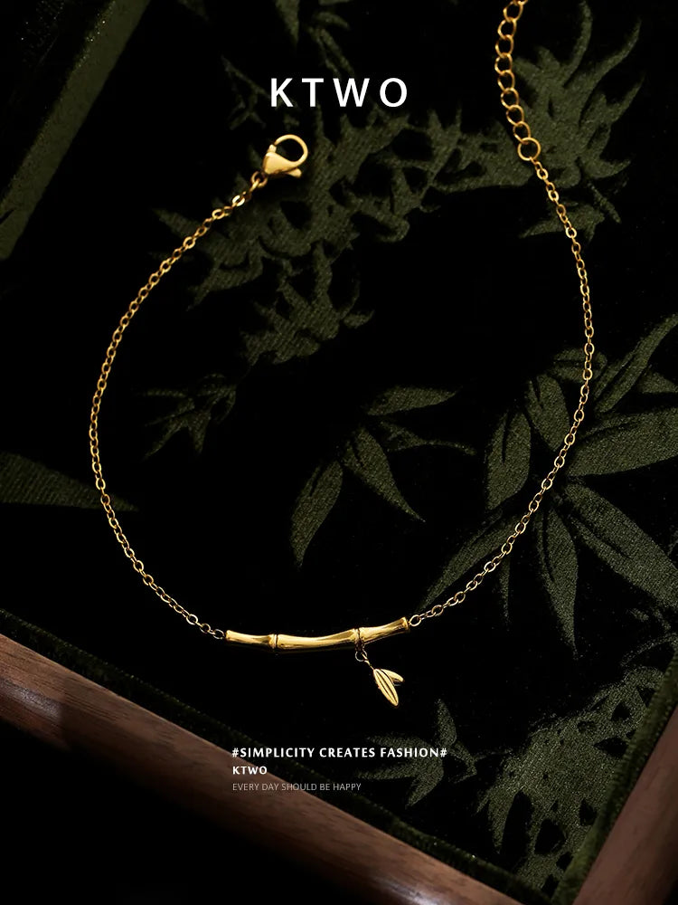 The Golden Bamboo Charm Anklet | Nature Inspired