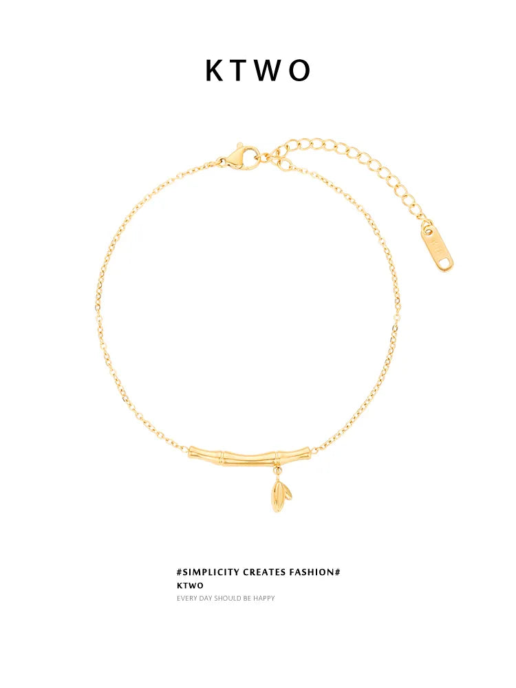The Golden Bamboo Charm Anklet | Nature Inspired