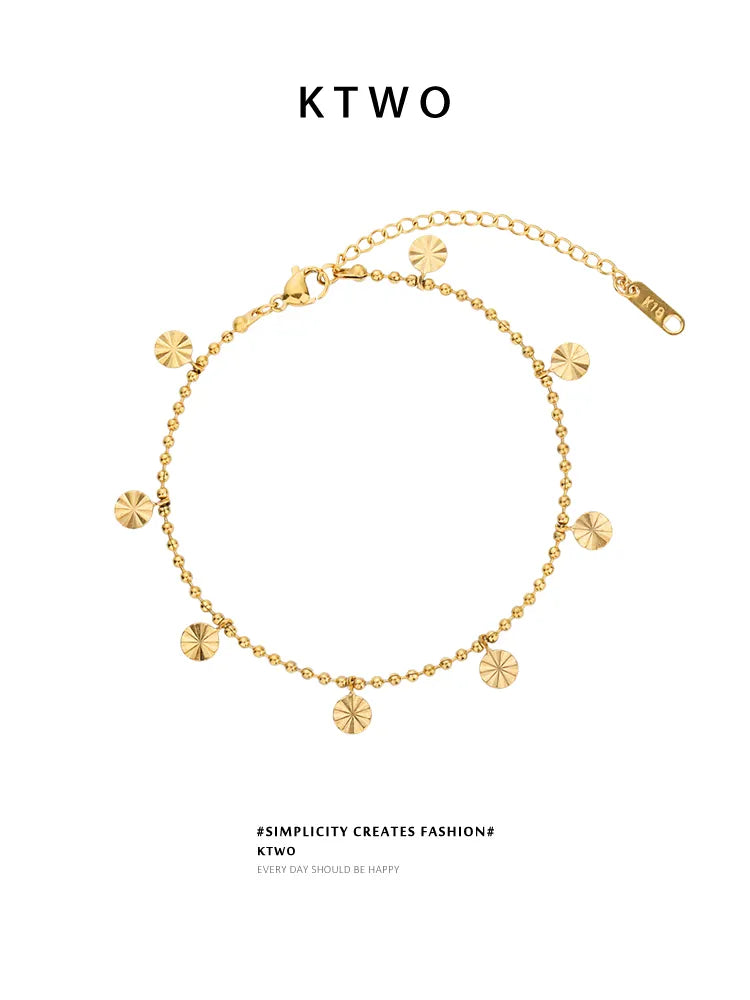 The Tiny Hearts Dangle Anklet | Textured Gold Charm