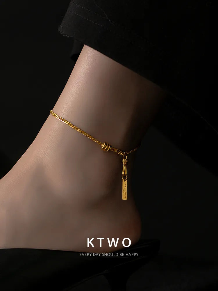 The Golden Bar Tassel Anklet | Statement Drop