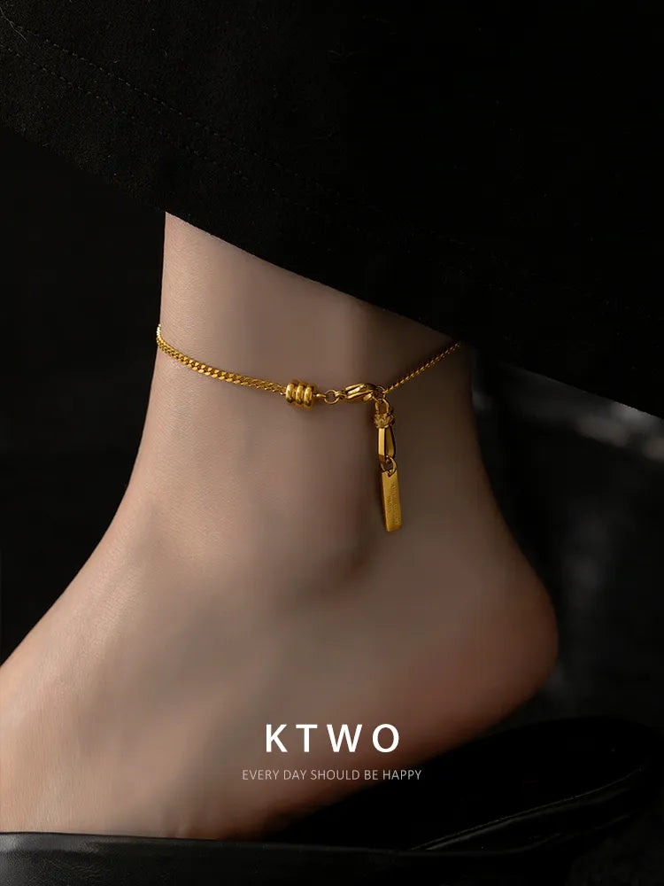 The Golden Bar Tassel Anklet | Statement Drop