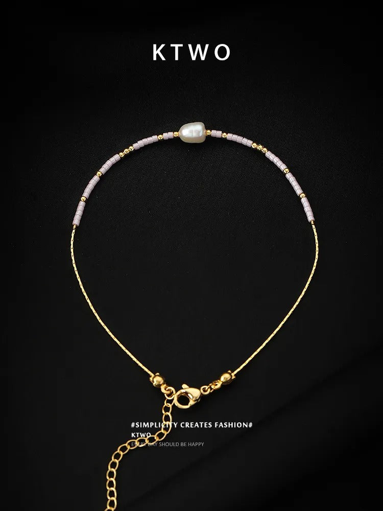 The Blush Pearl Beaded Anklet | Freshwater Pearl