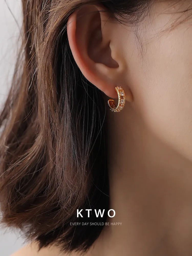 The Icy Silver Pave C-Hoops | Crystal Statement