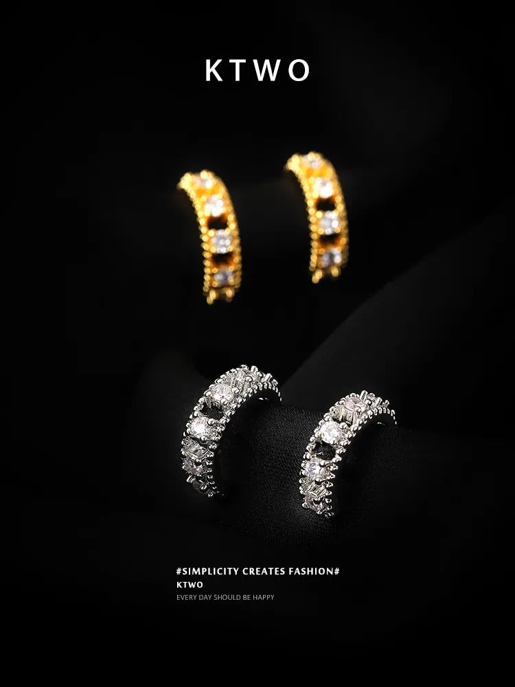 The Icy Silver Pave C-Hoops | Crystal Statement