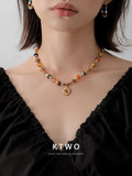 The Solstice Sun Gemstone Necklace | Amber Agate Style