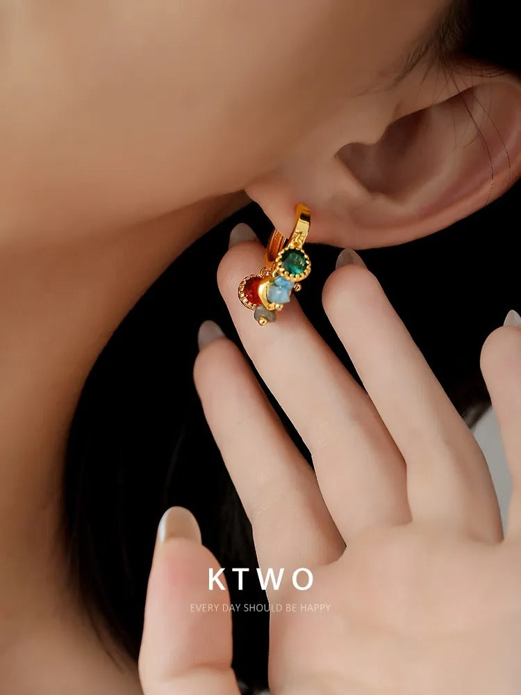 The Trio Gemstone Drop Huggies | Multi-Color Charm