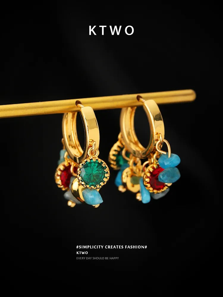 The Trio Gemstone Drop Huggies | Multi-Color Charm