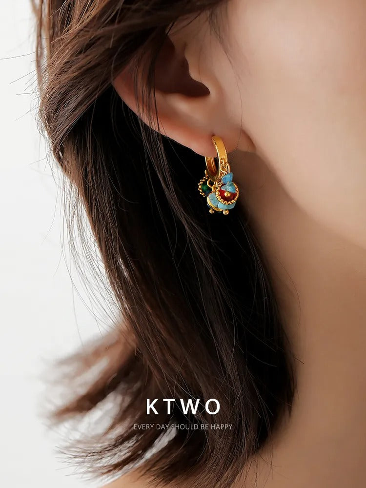 The Trio Gemstone Drop Huggies | Multi-Color Charm