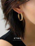 The Golden Laurel Pave Hoops | Vintage Wheat Motif