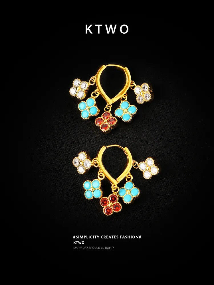 The Multi-Color Grape Cluster Earrings | Beaded Gemstone Style