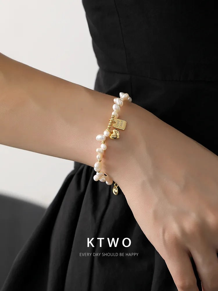 The Double Heart Pearl Bracelet | Freshwater Pearls