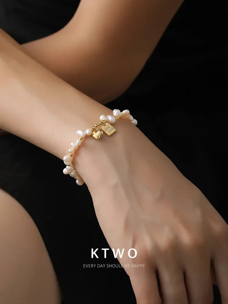 The Double Heart Pearl Bracelet | Freshwater Pearls