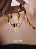 The Golden Dove Gemstone Necklace | Tiger's Eye & Pearl