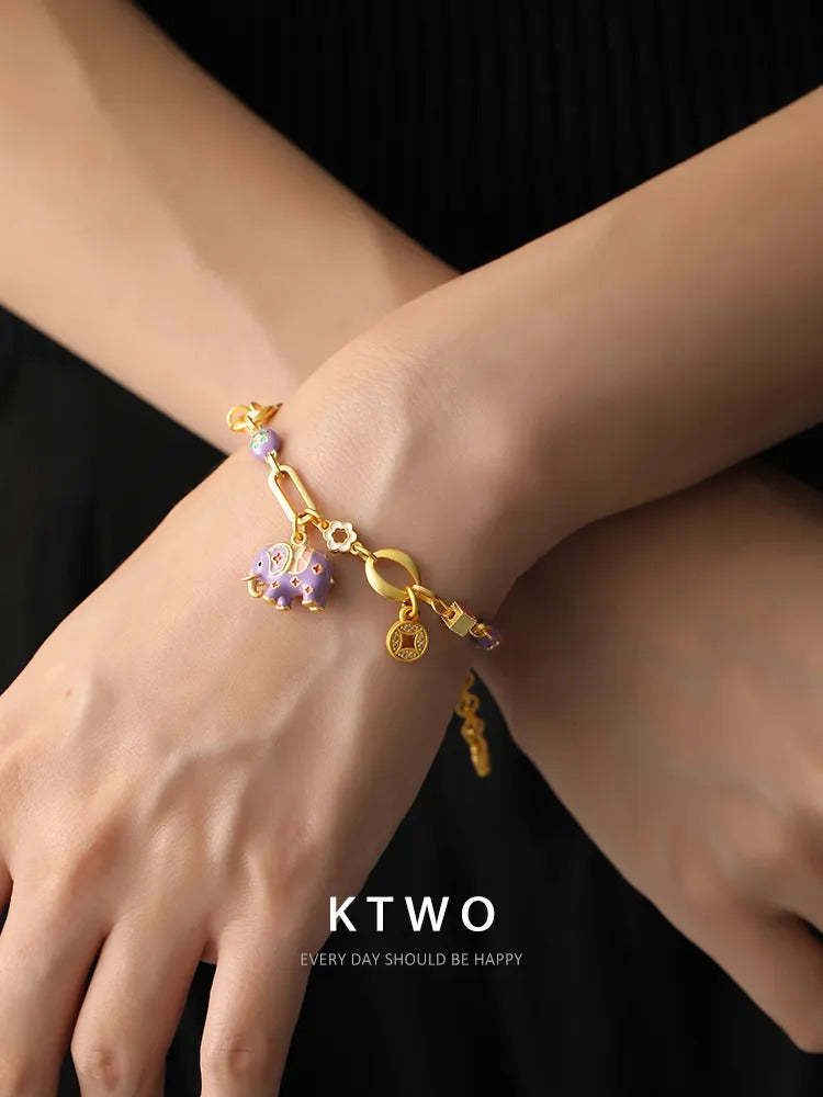 The Royal Elephant Enamel Bracelet | Good Luck Charm