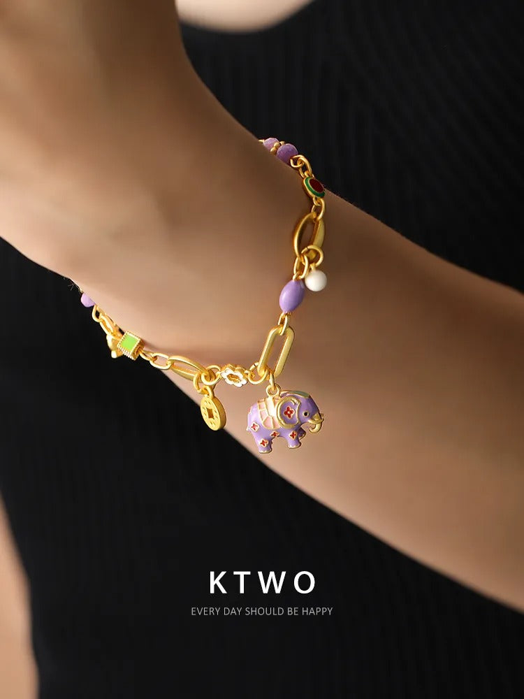 The Royal Elephant Enamel Bracelet | Good Luck Charm