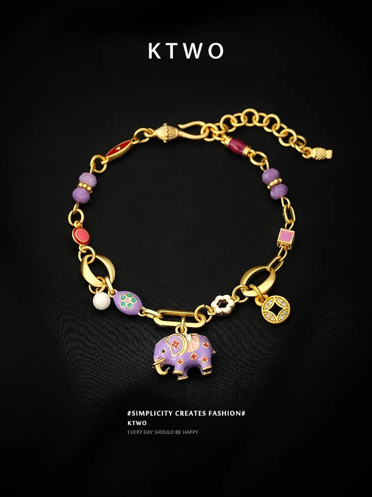 The Royal Elephant Enamel Bracelet | Good Luck Charm