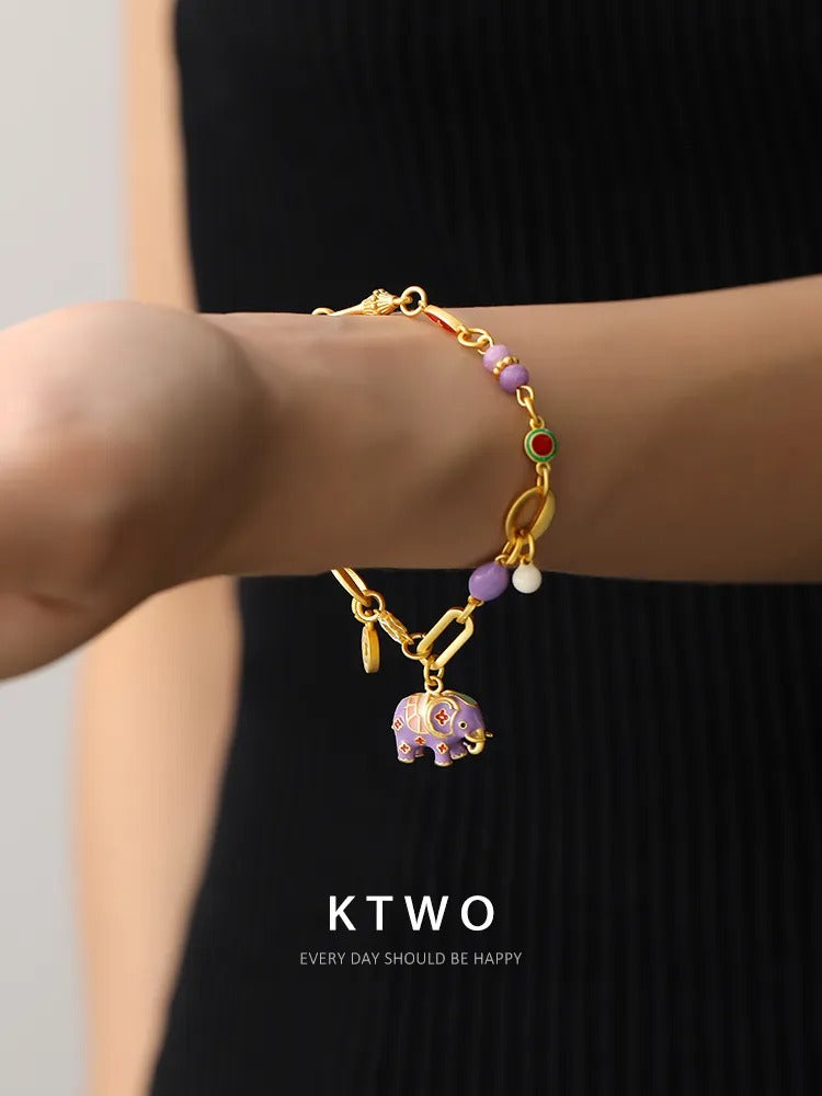 The Royal Elephant Enamel Bracelet | Good Luck Charm