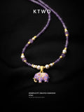 The Royal Amethyst Elephant Necklace | Enamel & Gold