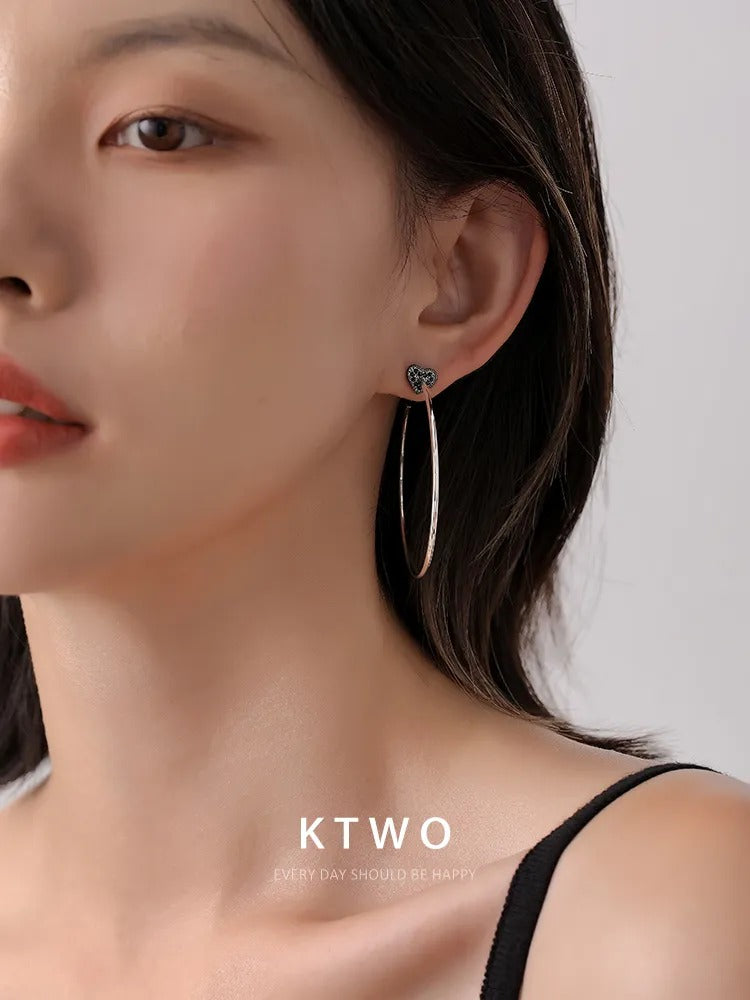 The Midnight Heart Large Hoops | Black Onyx Style