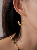 The Tribal Beaded Hoop Earrings | Carnelian & Turquoise Style