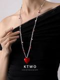 The Amour Red Heart Necklace | Braided Rope Statement