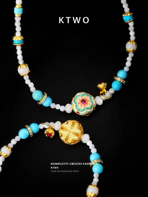 The Blooming Flora Beaded Choker | Turquoise & Gold