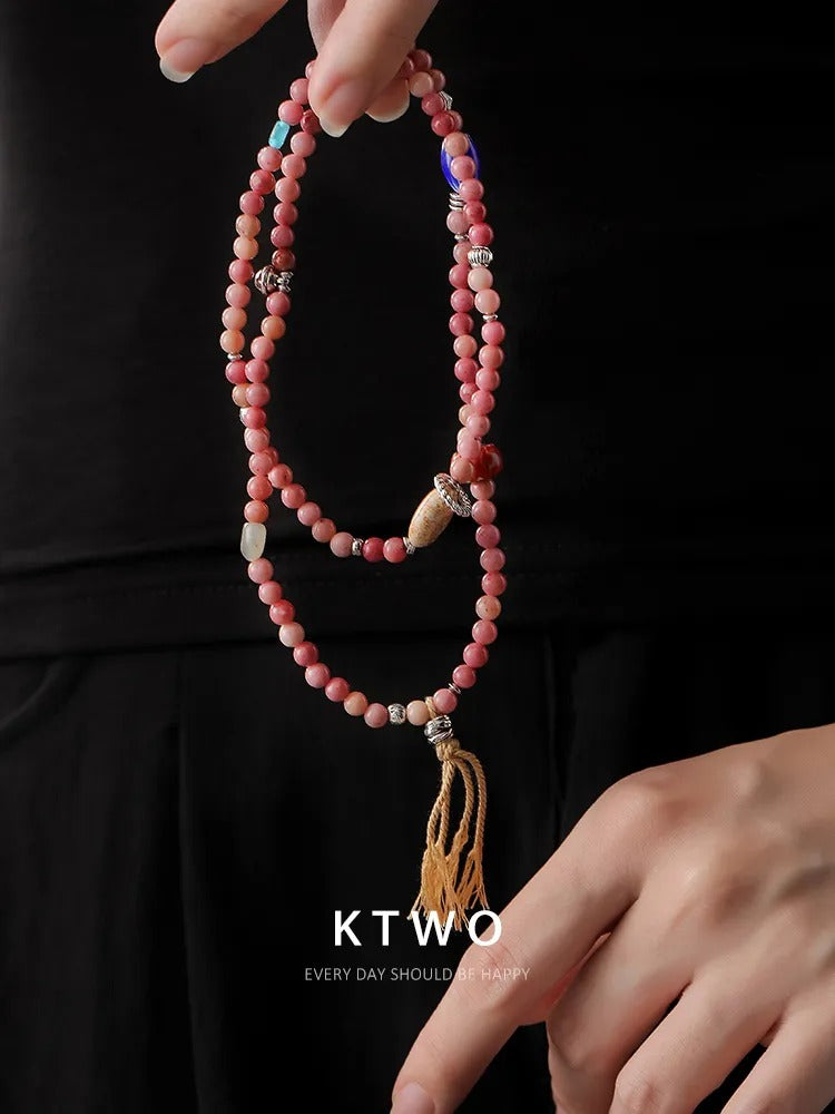 The Pink Gemstone Wrap Bracelet | Rhodochrosite Style