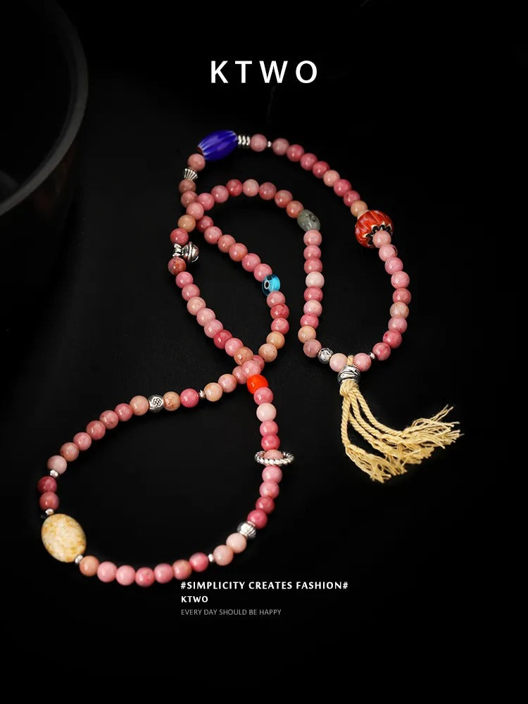 The Pink Gemstone Wrap Bracelet | Rhodochrosite Style