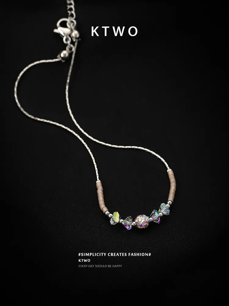 The Stardust Silver Chain Anklet | Faceted Crystal