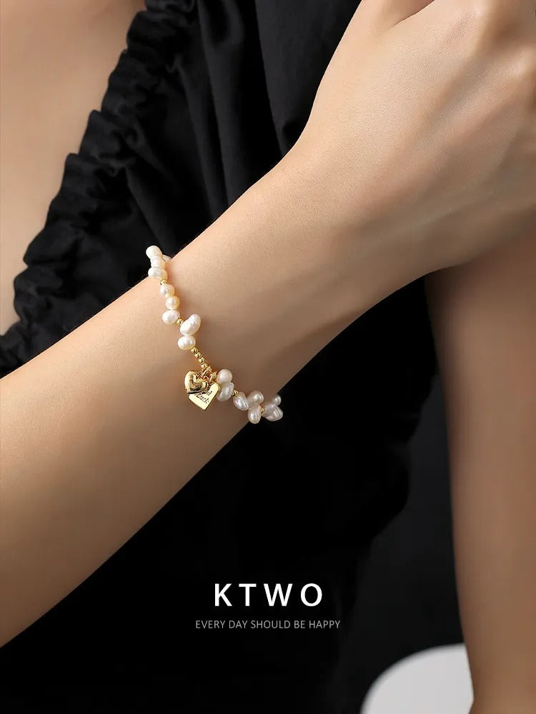 The Double Heart Pearl Bracelet | Freshwater Pearls