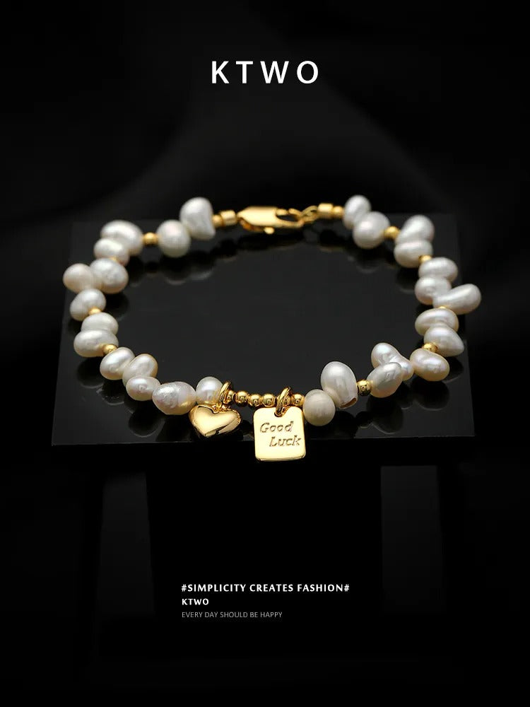 The Double Heart Pearl Bracelet | Freshwater Pearls