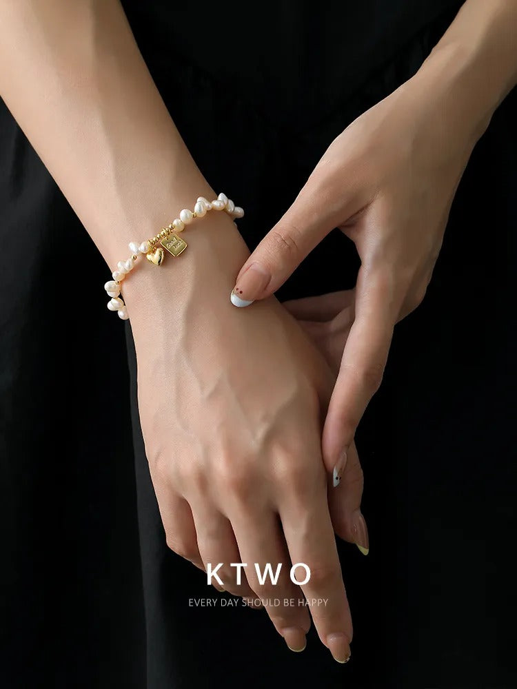 The Double Heart Pearl Bracelet | Freshwater Pearls