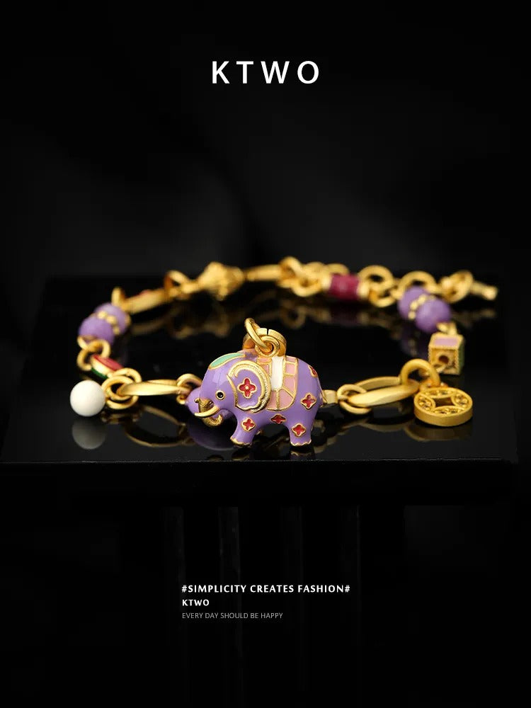The Royal Elephant Enamel Bracelet | Good Luck Charm