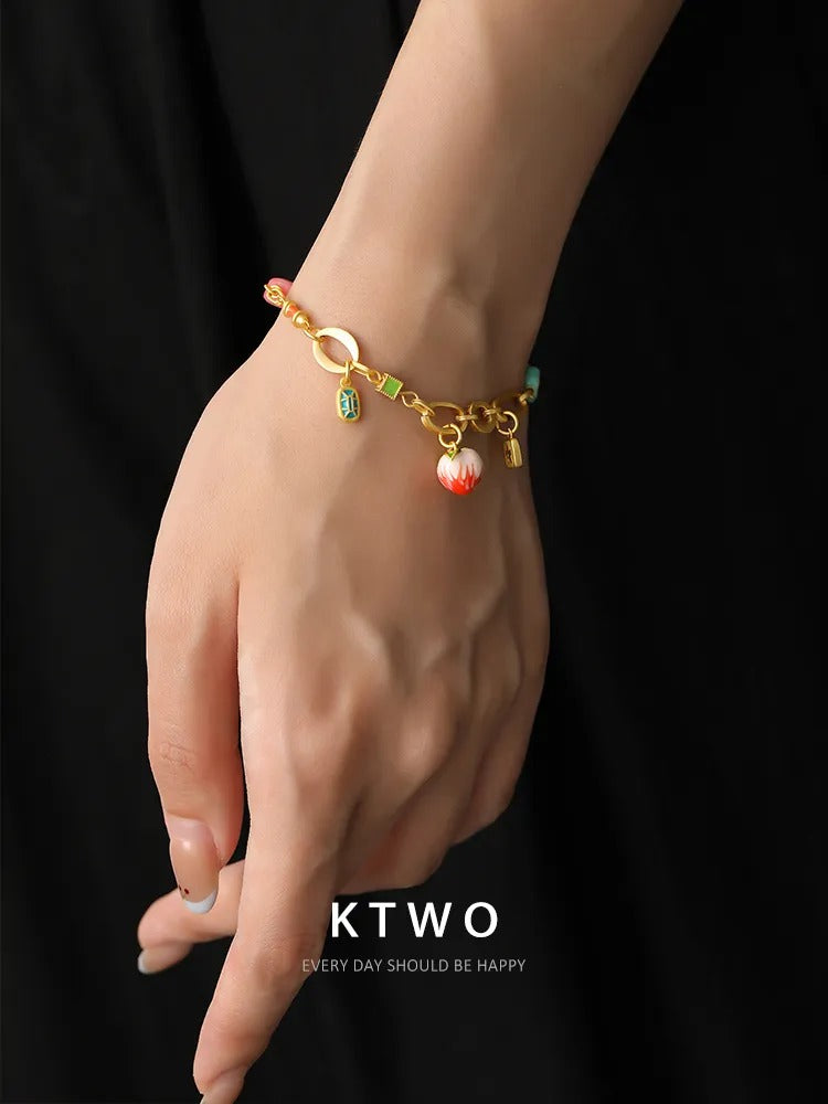 The Sweet Strawberry Charm Bracelet | Enamel Fruit Series