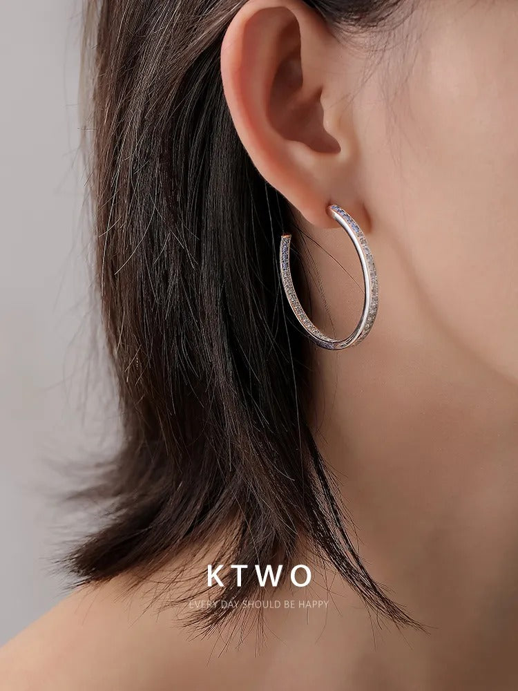 The Sapphire Blue Pave Hoop Earrings | Crystal Statement