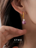 The Purple Tulip Pearl Drop Earrings | Vintage Glass Style