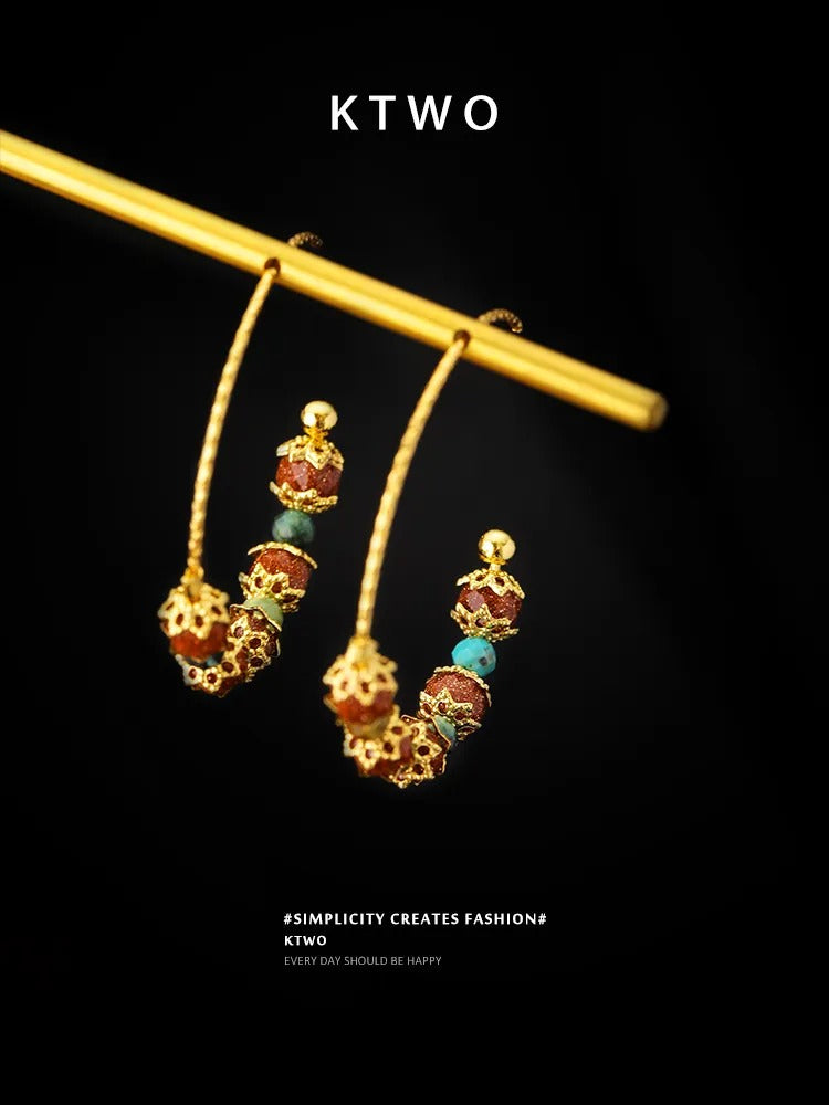 The Tribal Beaded Hoop Earrings | Carnelian & Turquoise Style