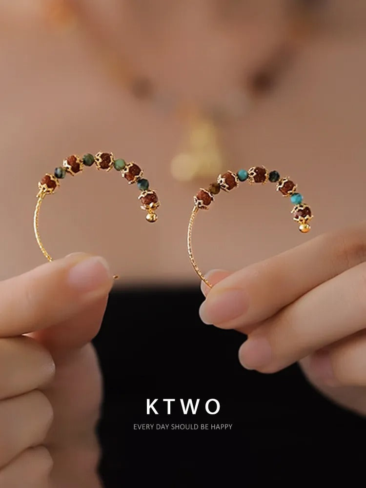 The Tribal Beaded Hoop Earrings | Carnelian & Turquoise Style