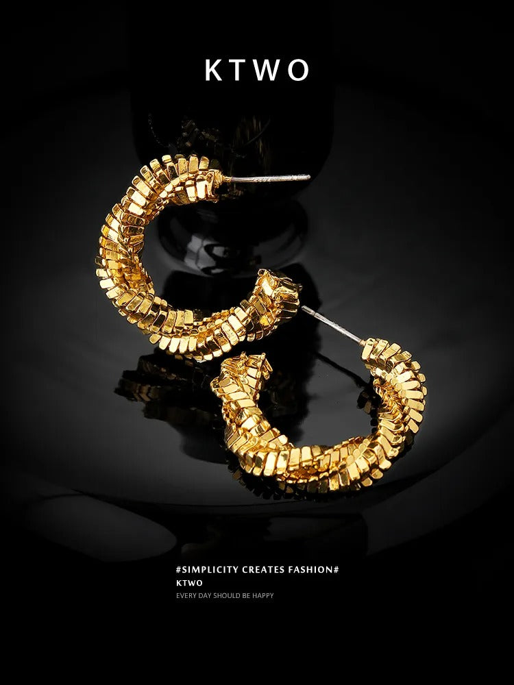 The Golden Braided Rope Hoops | Chunky 18k Gold Style