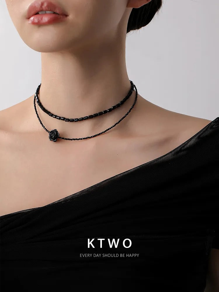 The Midnight Rose Layered Choker | Black Agate Style