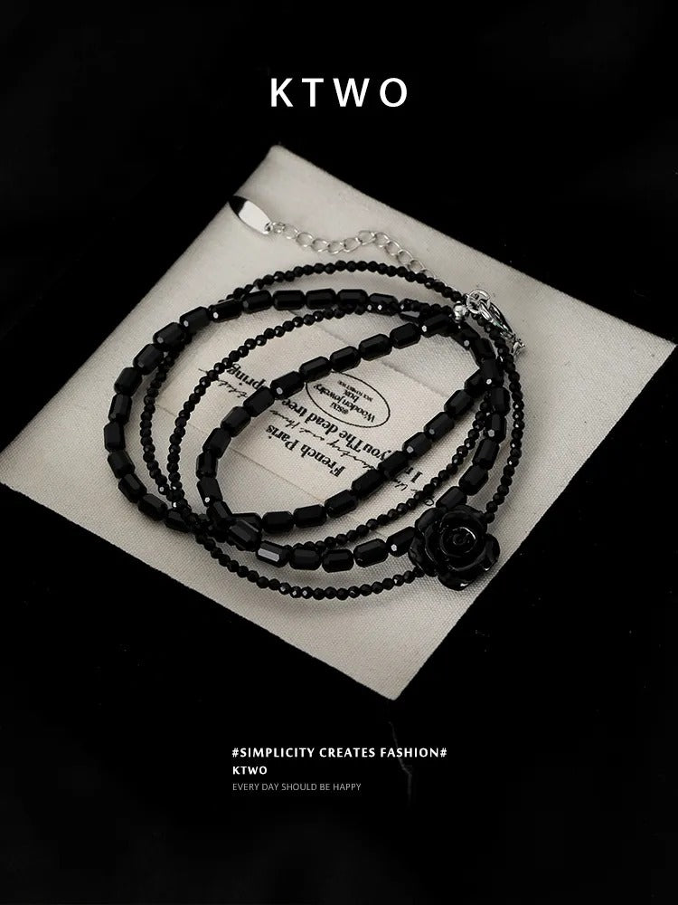 The Midnight Rose Layered Choker | Black Agate Style