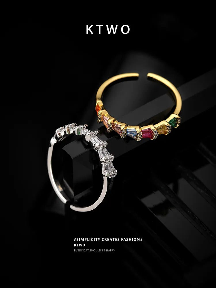 The Rainbow Baguette Gemstone Ring | Multi-Color Gold