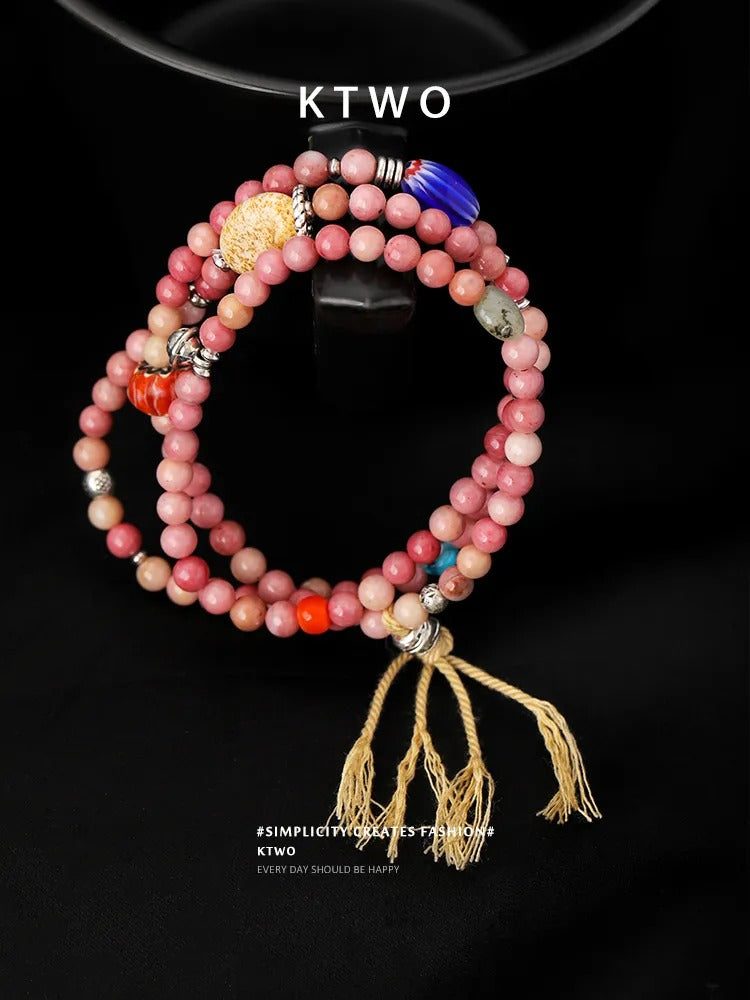The Pink Gemstone Wrap Bracelet | Rhodochrosite Style